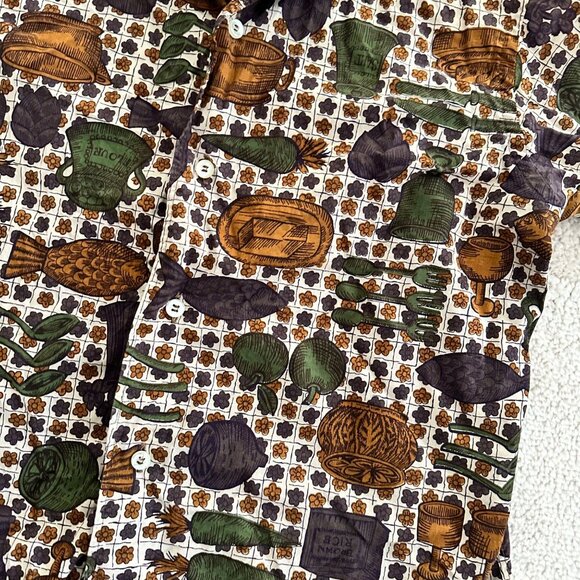 Vintage 60s/70s 'The Country Shirt' Kitchen Food Print Button-Up Novelty Print B - Picture 3 of 8